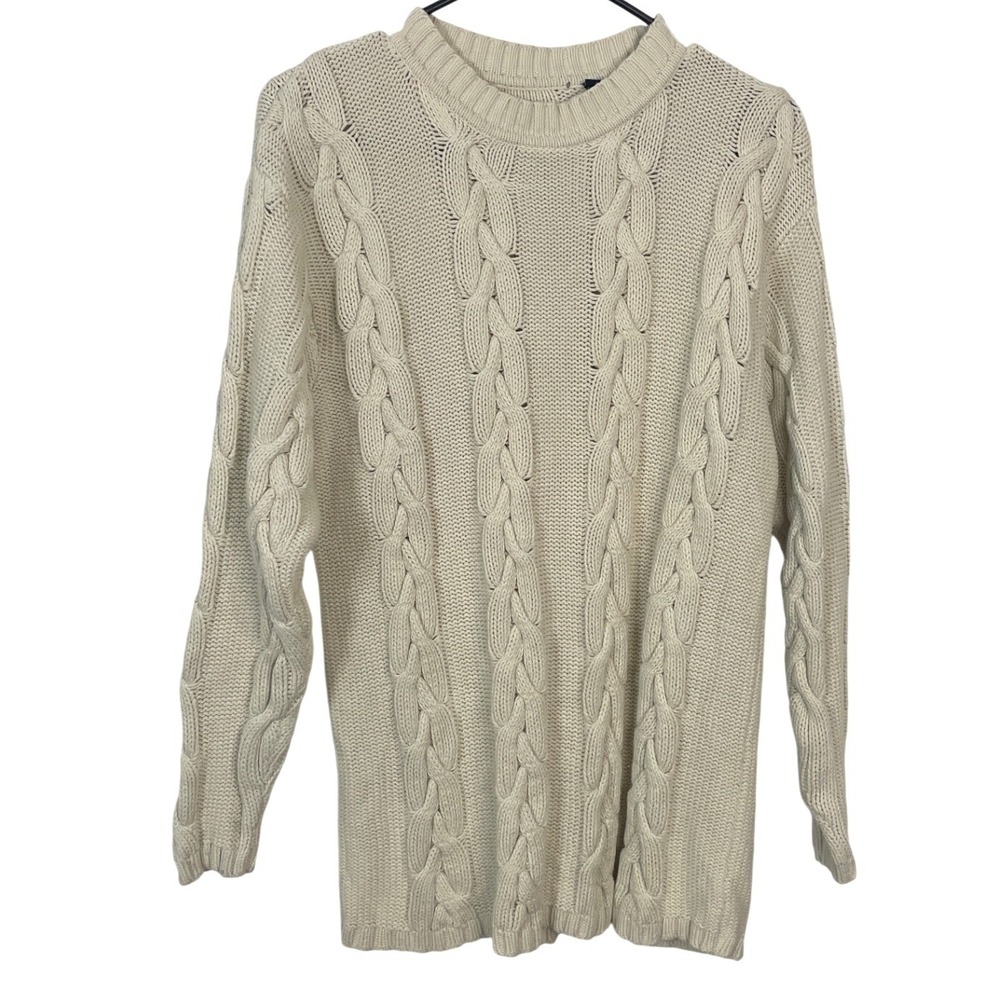 Unbranded Womens Sweater Cable Knit Ivory Cream Coastal Classic Preppy Minimal